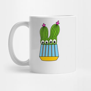 Cute Cactus Design #288: Potted Cacti Couple With Flowers Mug